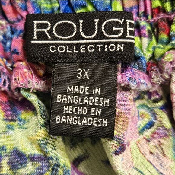 Rouge Helium Green and Purple Ruffled Smocked Blouse - Picture 3 of 6